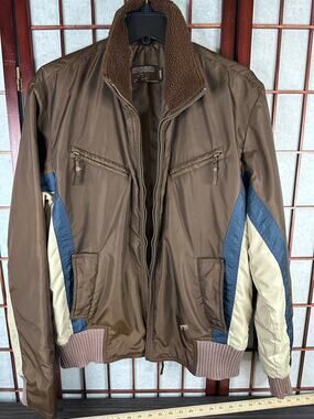 Vintage Brown Groggy jacket Men;s Large with blue, white, and beige Y2K 80's
